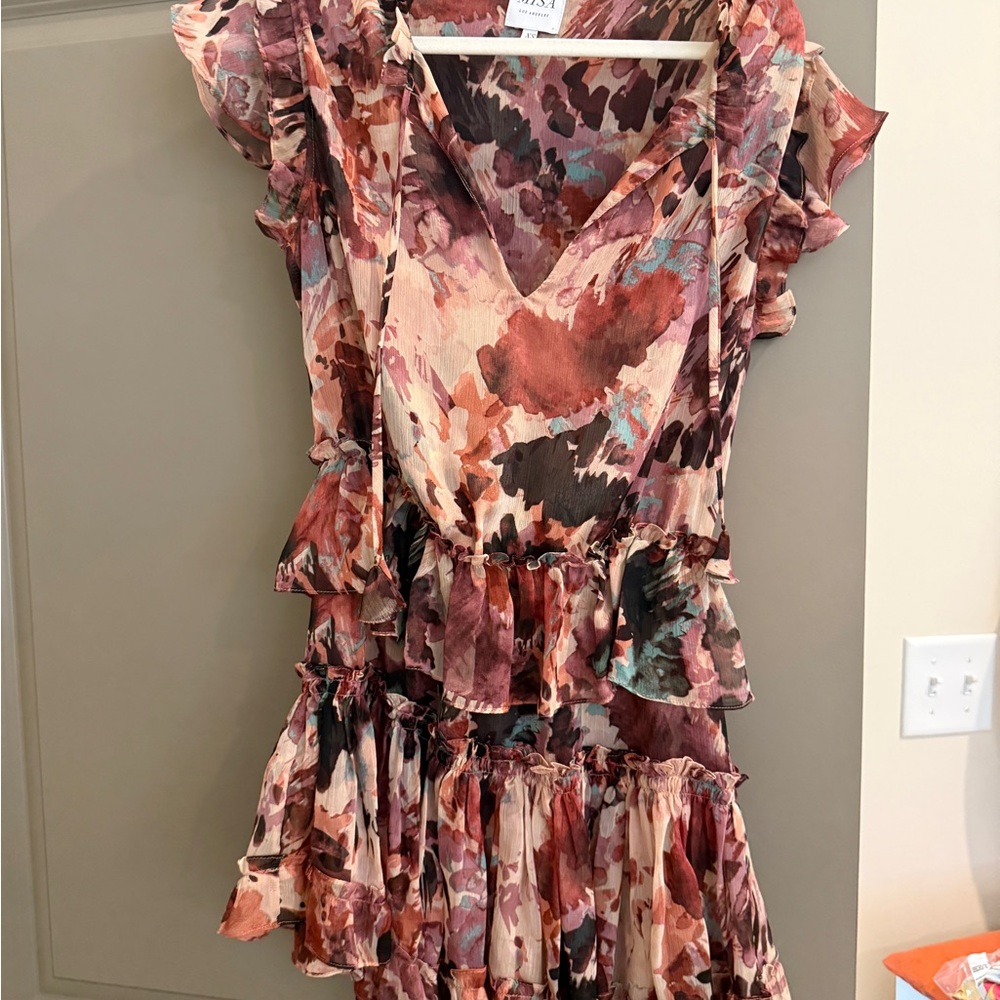Misa Los Angeles Multicolor Ruffle Tiered Mini Dress